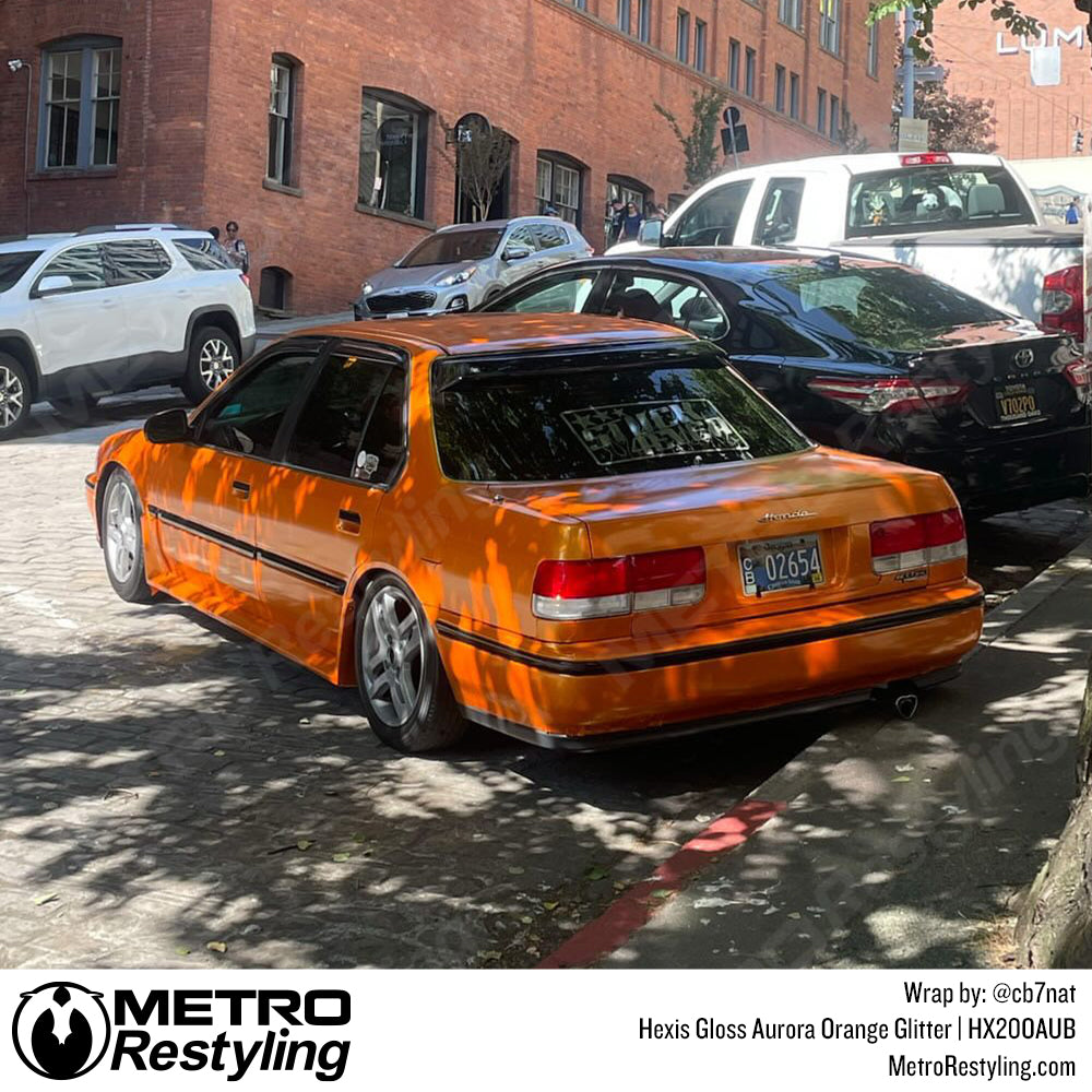 Hexis Gloss Aurora Orange Glitter Vinyl Wrap | HX20OAUB