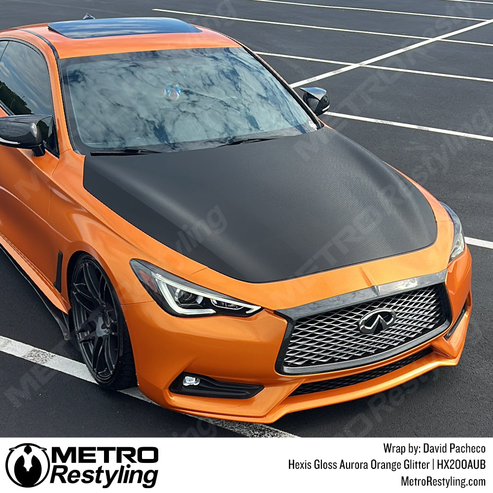 orange glitter infinitiy vinyl wrap
