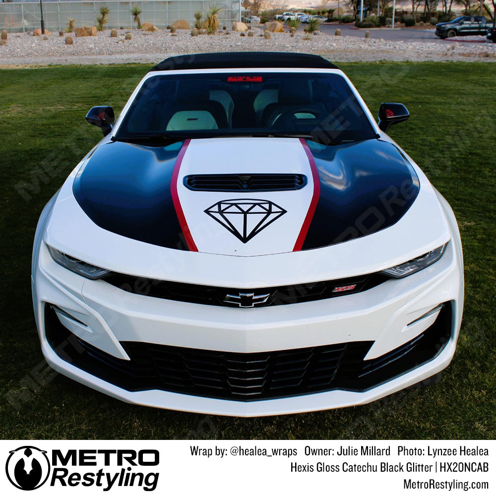 black camaro stripes hood wrap