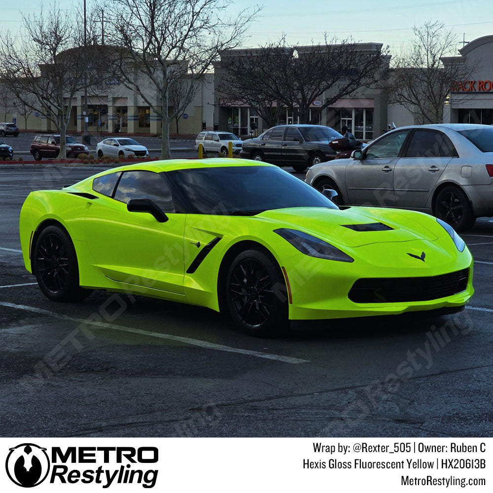 fluorescent yellow corvette wrap