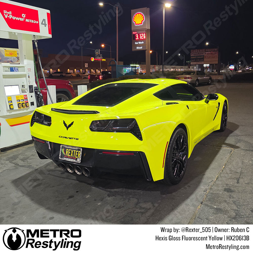 fluorescent yellow corvette wrap