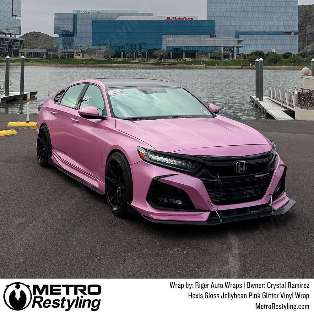 Hexis Gloss Jellybean Pink Glitter Vinyl Wrap | HX20RDRB