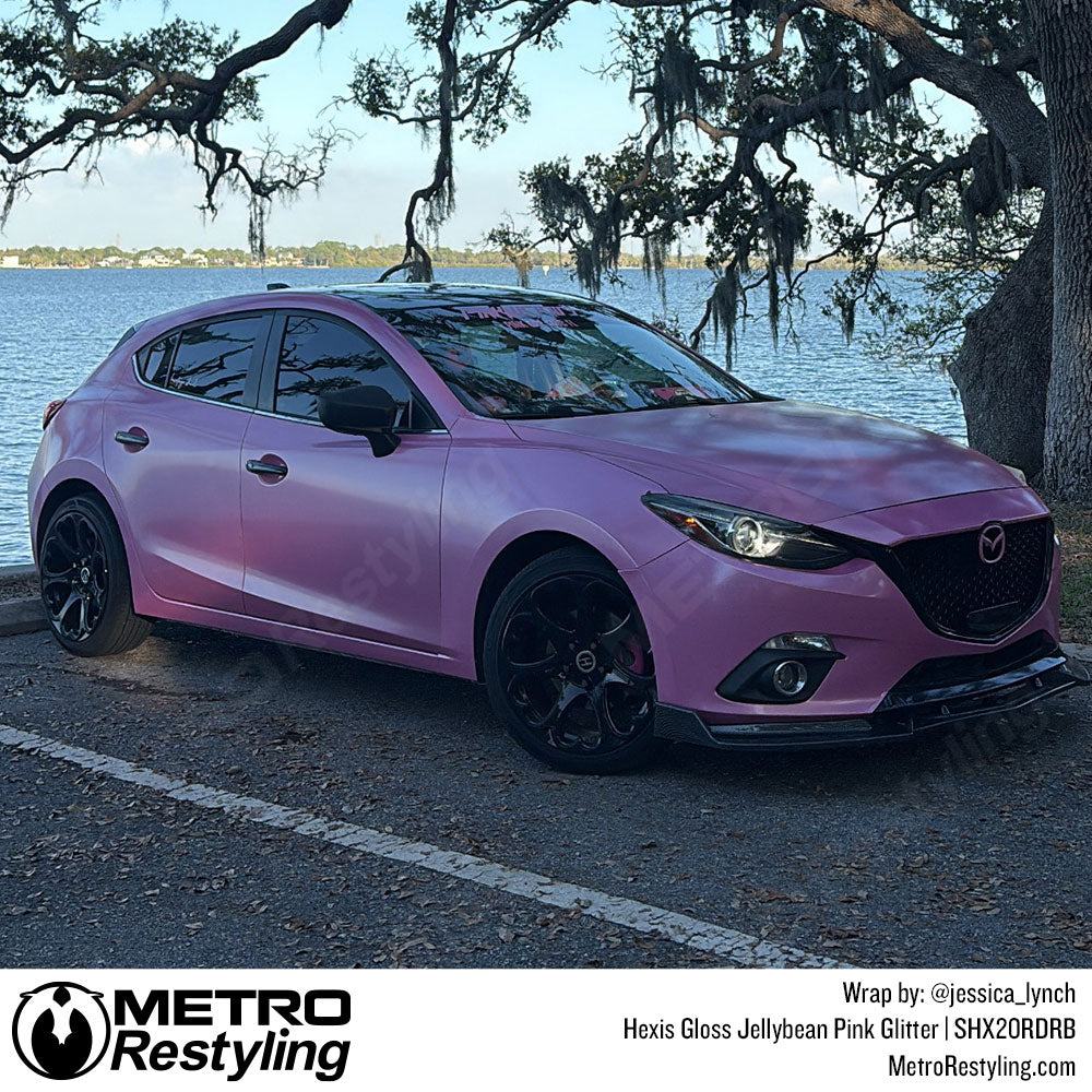 Hexis Gloss Jellybean Pink Glitter Vinyl Wrap HX20RDRB mazda wrap