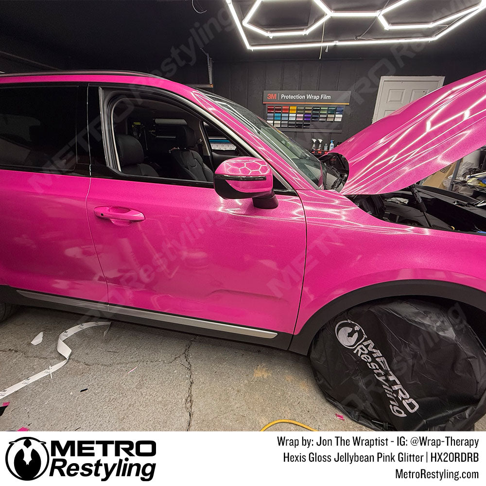 glitter pink kia telluride wrap