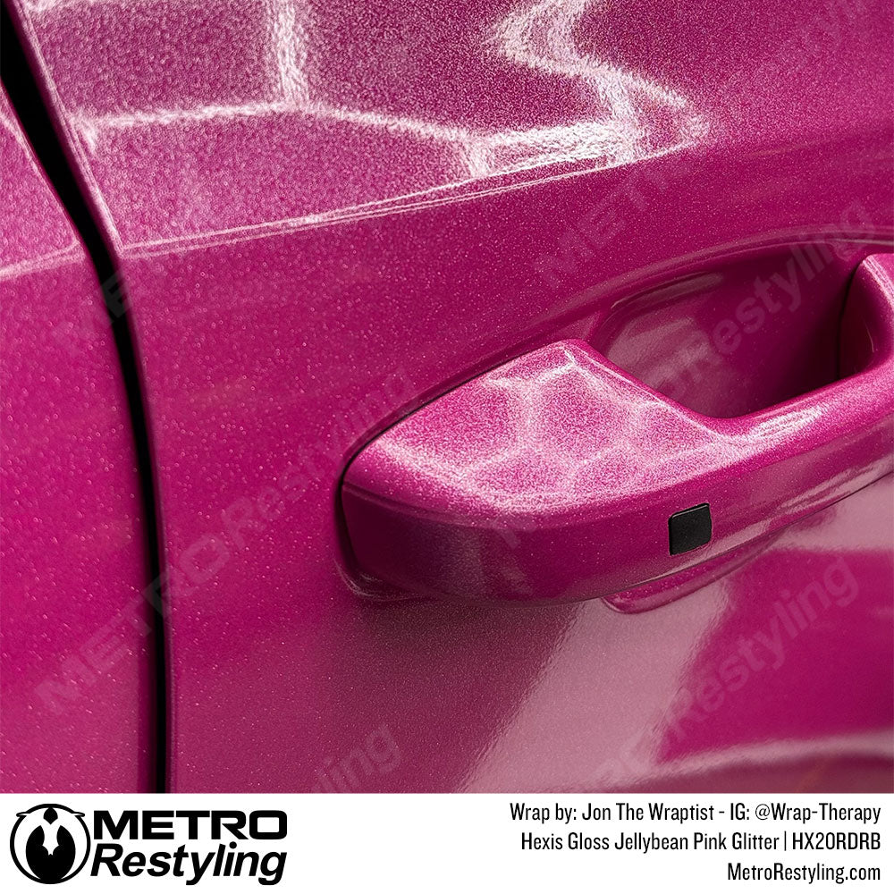 glitter pink car door wrap