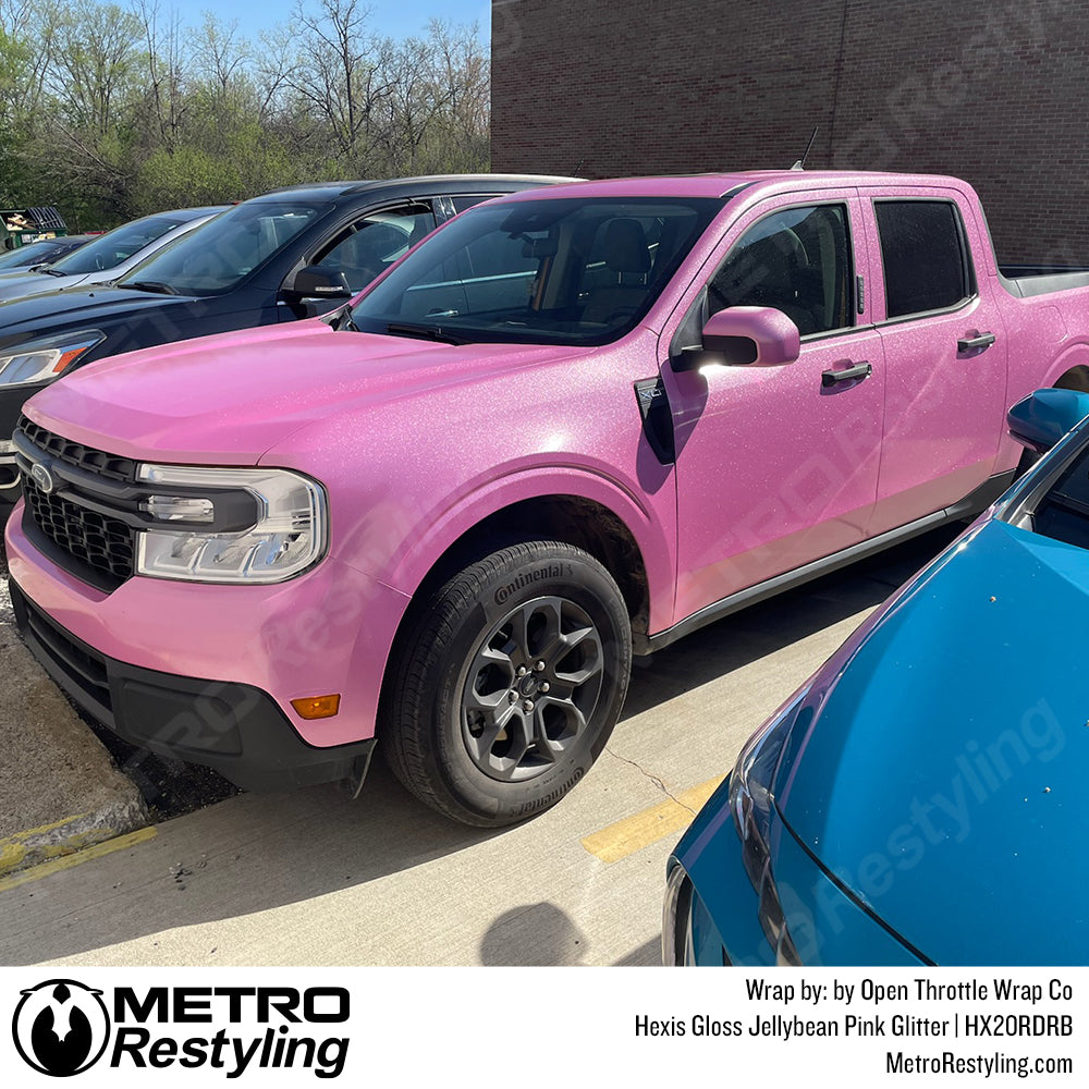 Gloss Jellybean Pink Glitter Wrapped Ford Maverick 