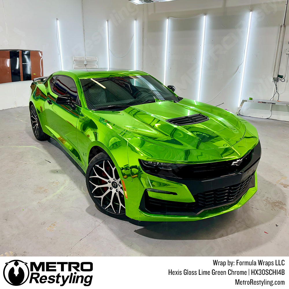 green chrome camaro wrap