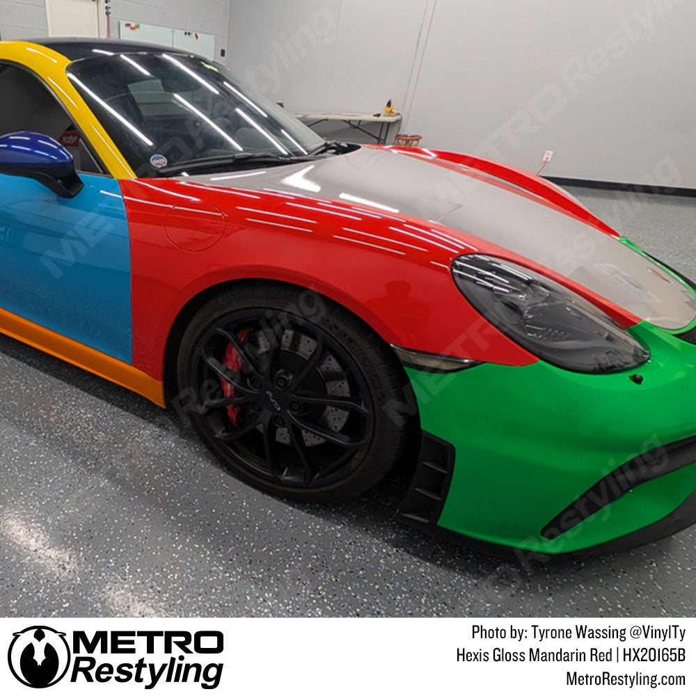 mandarin red porsche wrap