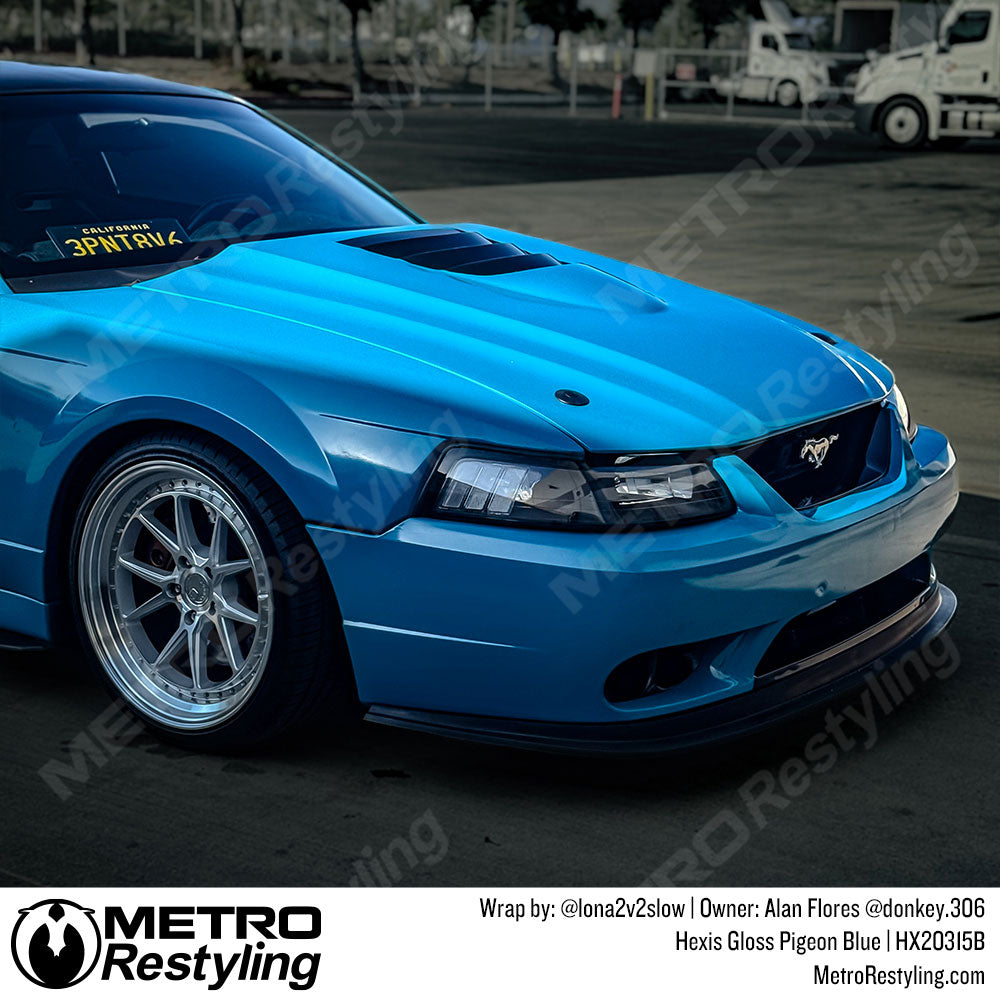 gloss blue mustang wrap