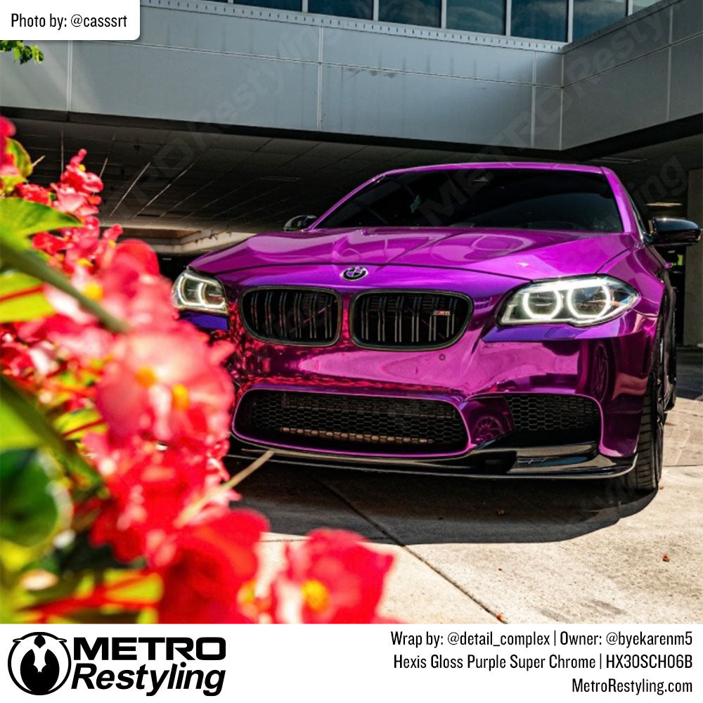 BMW with purple color change vinyl wrap