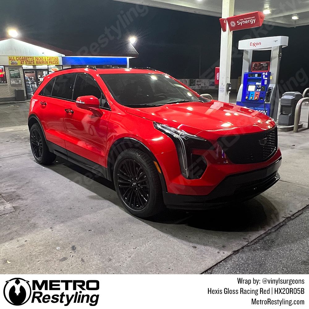 Red Vinyl Wrapped Cadillac