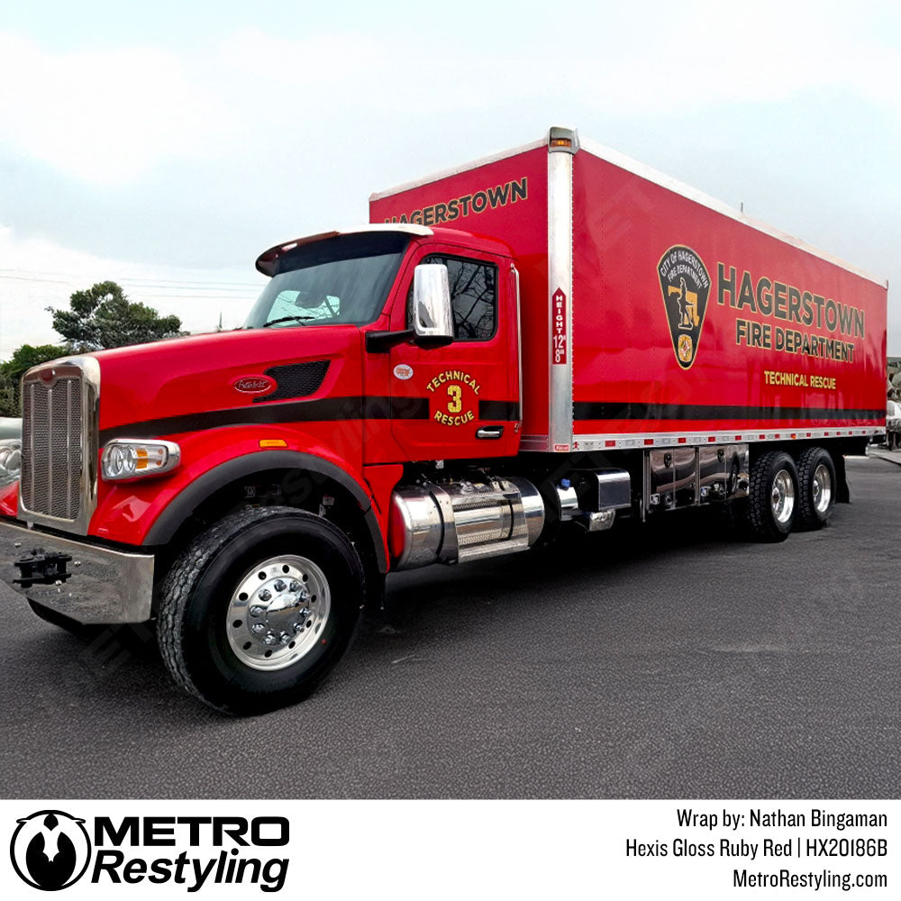 red semi truck wrap
