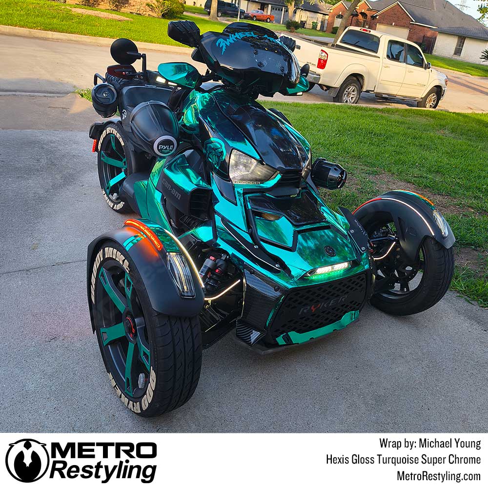 Hexis Gloss Turquoise Super Chrome Vinyl Wrap | HX30SCH09B