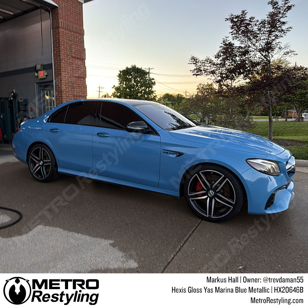 blue mercedes vinyl wrap