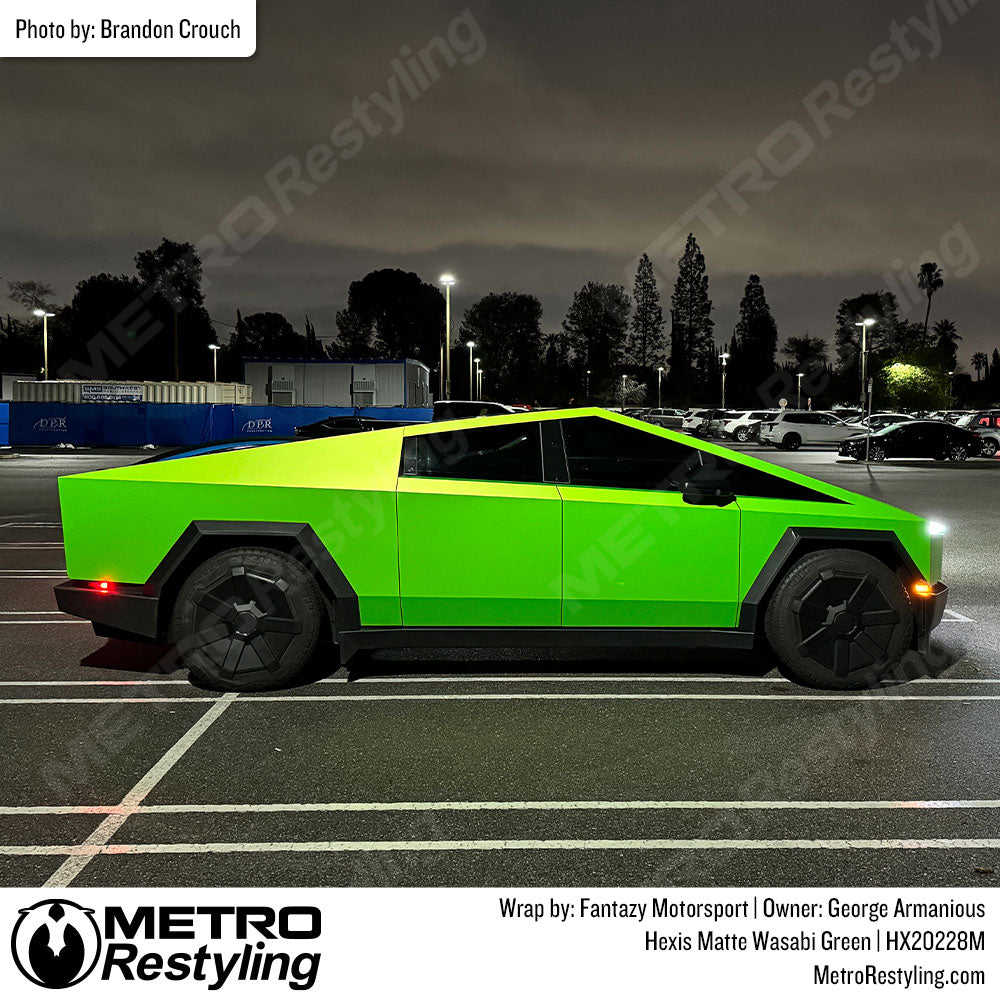 bright green cybertruck wrap