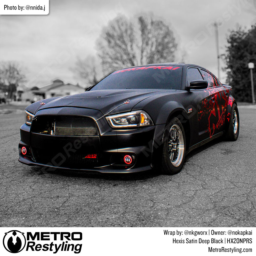 satin black charger wrap