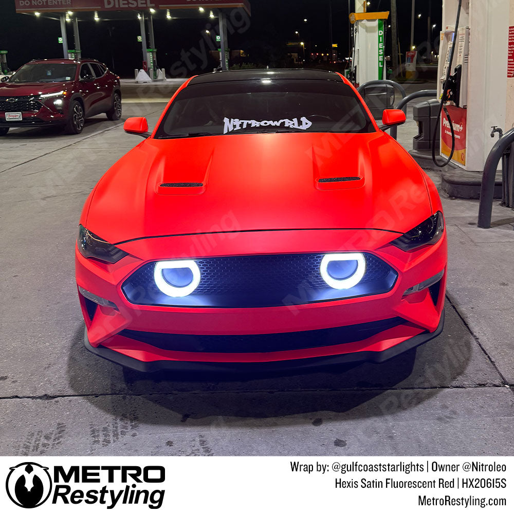 neon red mustang wrap