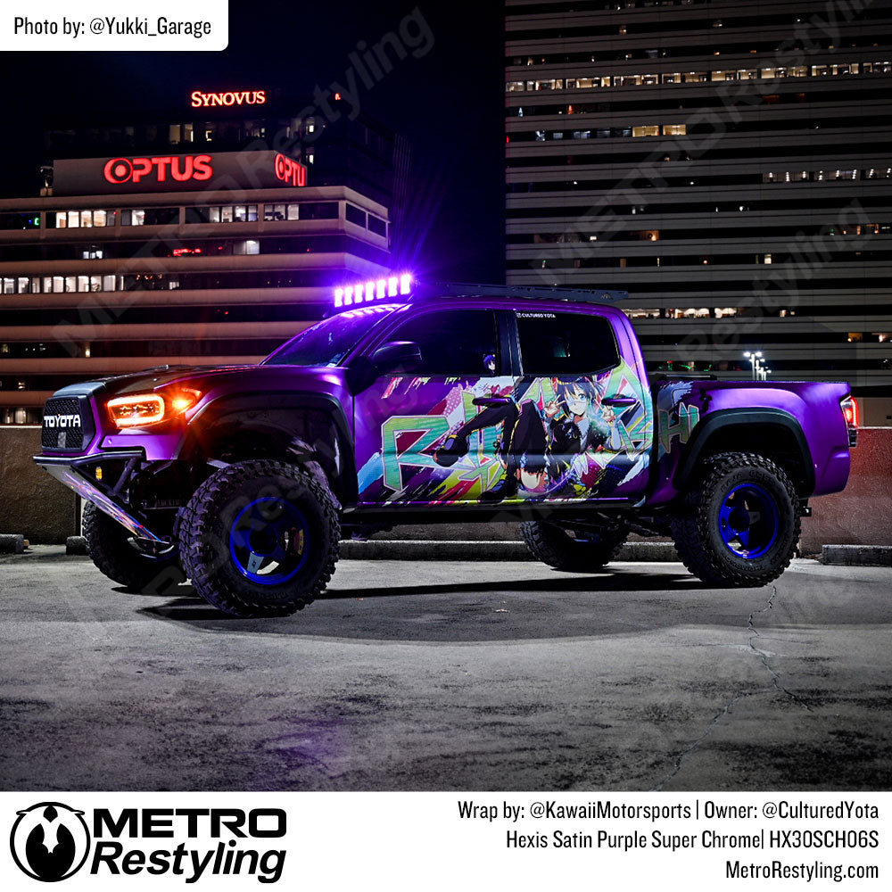 purple anime truck wrap