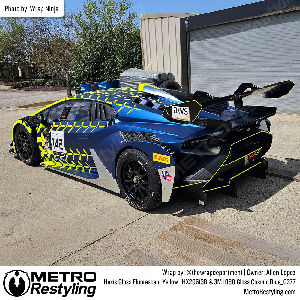 blue race car wrap