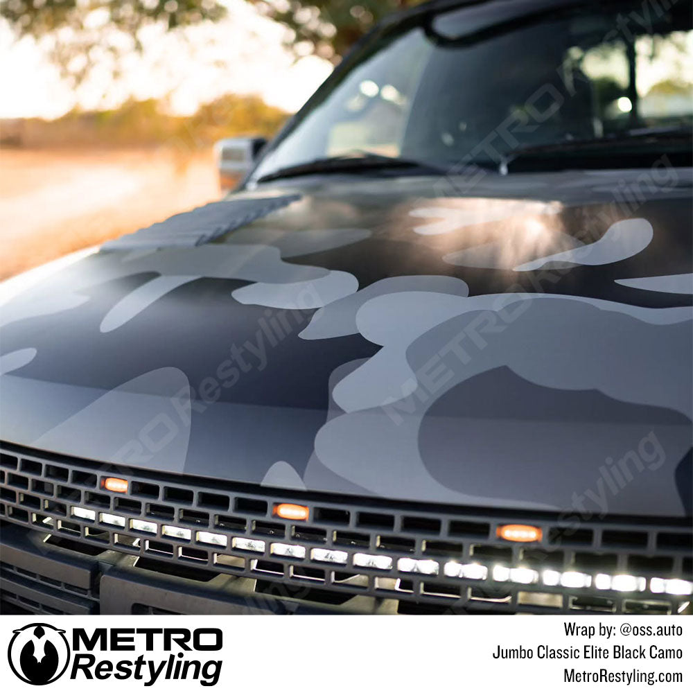 black camo truck wrap