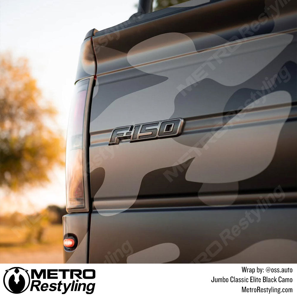 black camo truck wrap