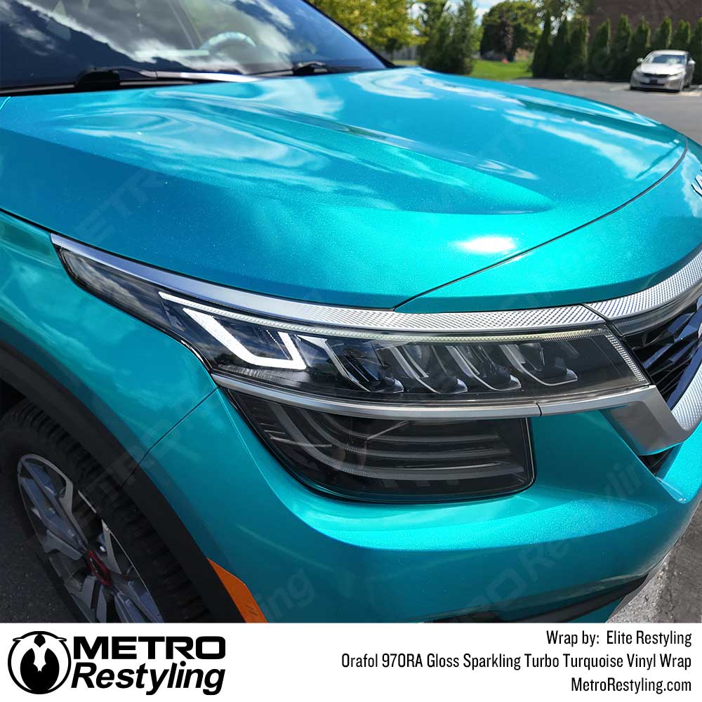 Orafol 970RA Gloss Sparkling Turbo Turquoise Vinyl Wrap | 970RA-182