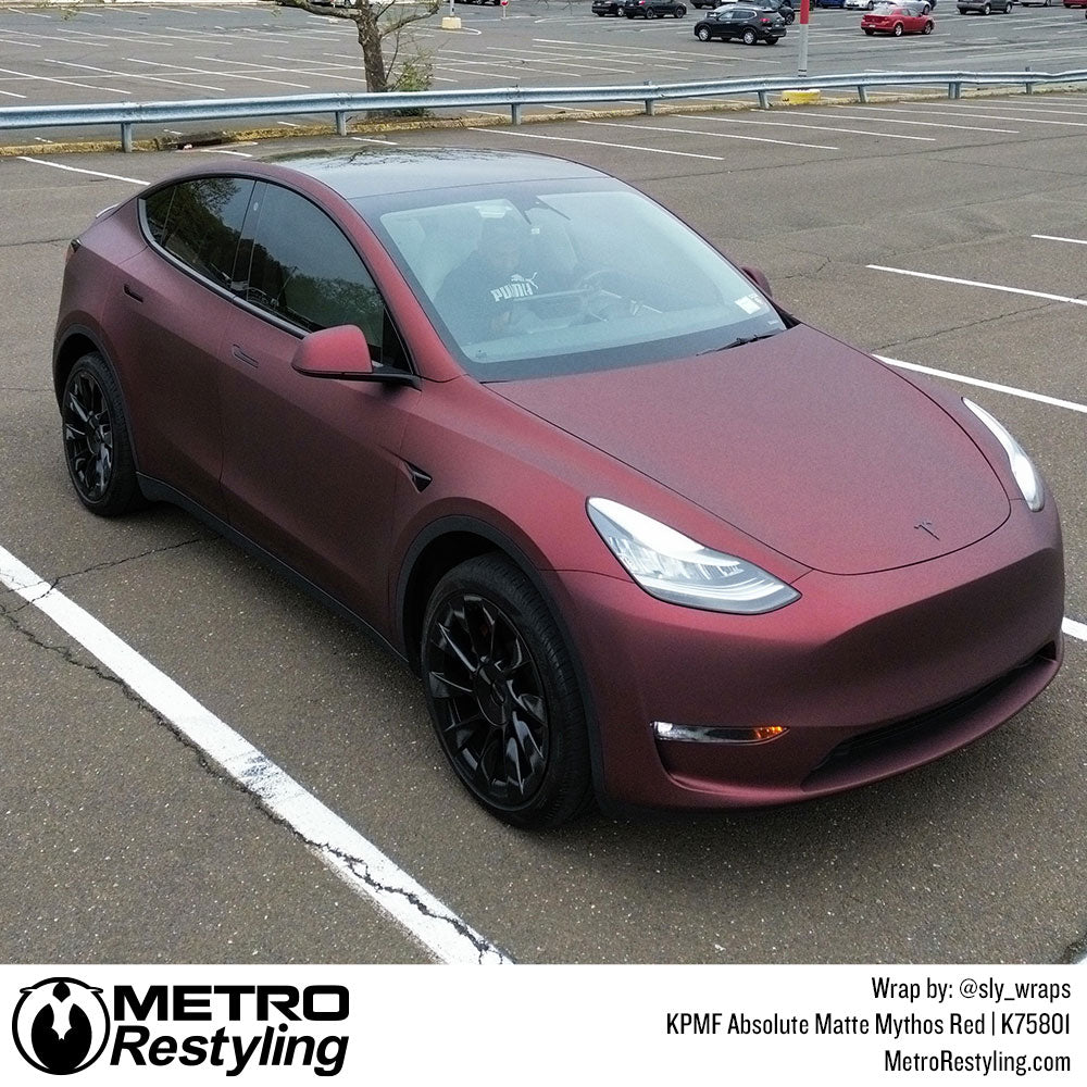 red tesla vinyl wrap