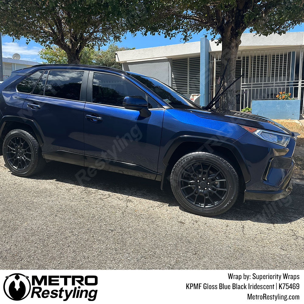 blue black iridescent toyota wrap