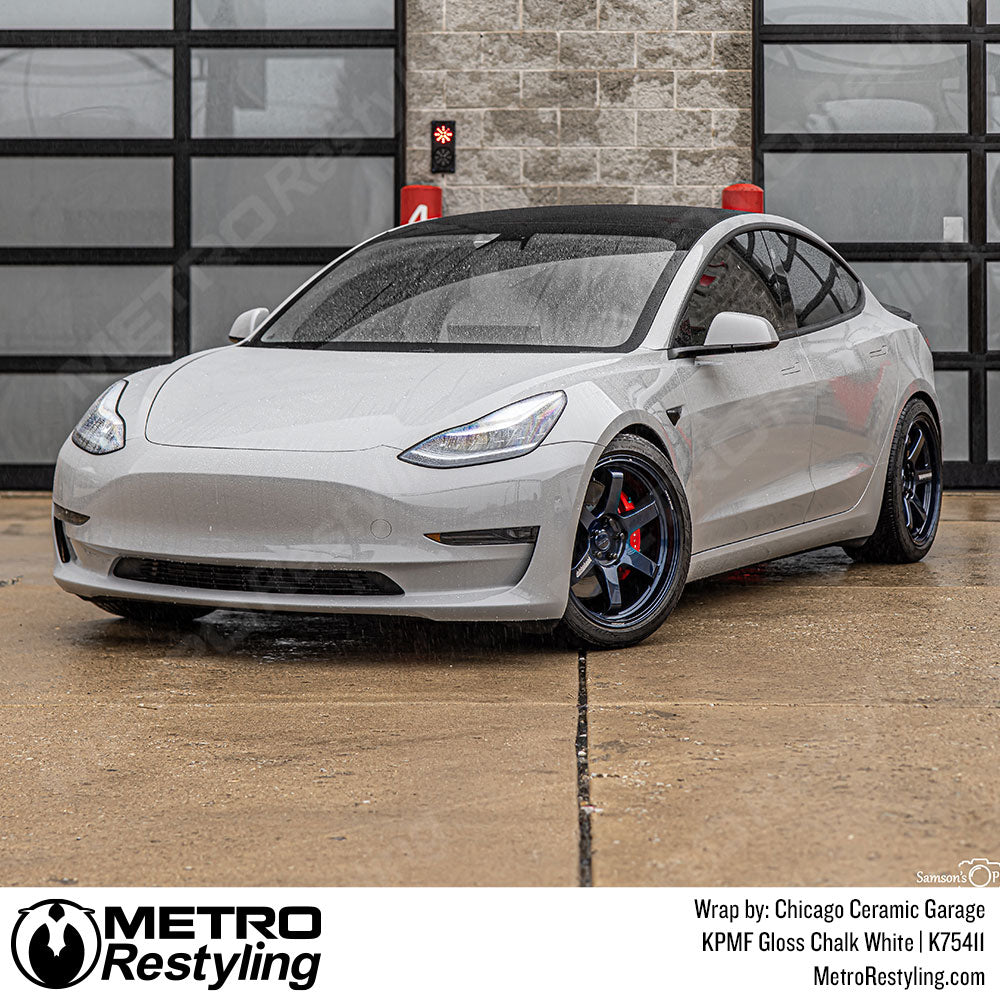white tesla wrap