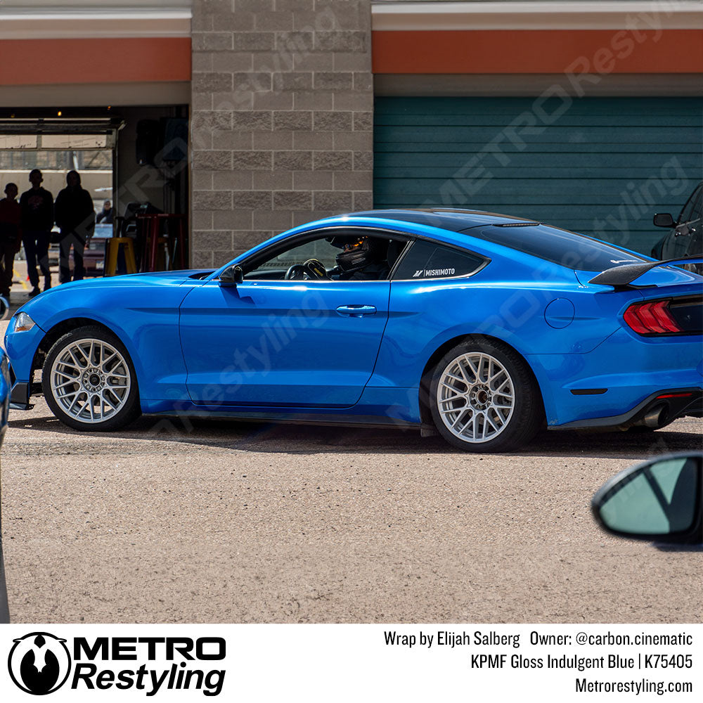 blue ford mustang wrap