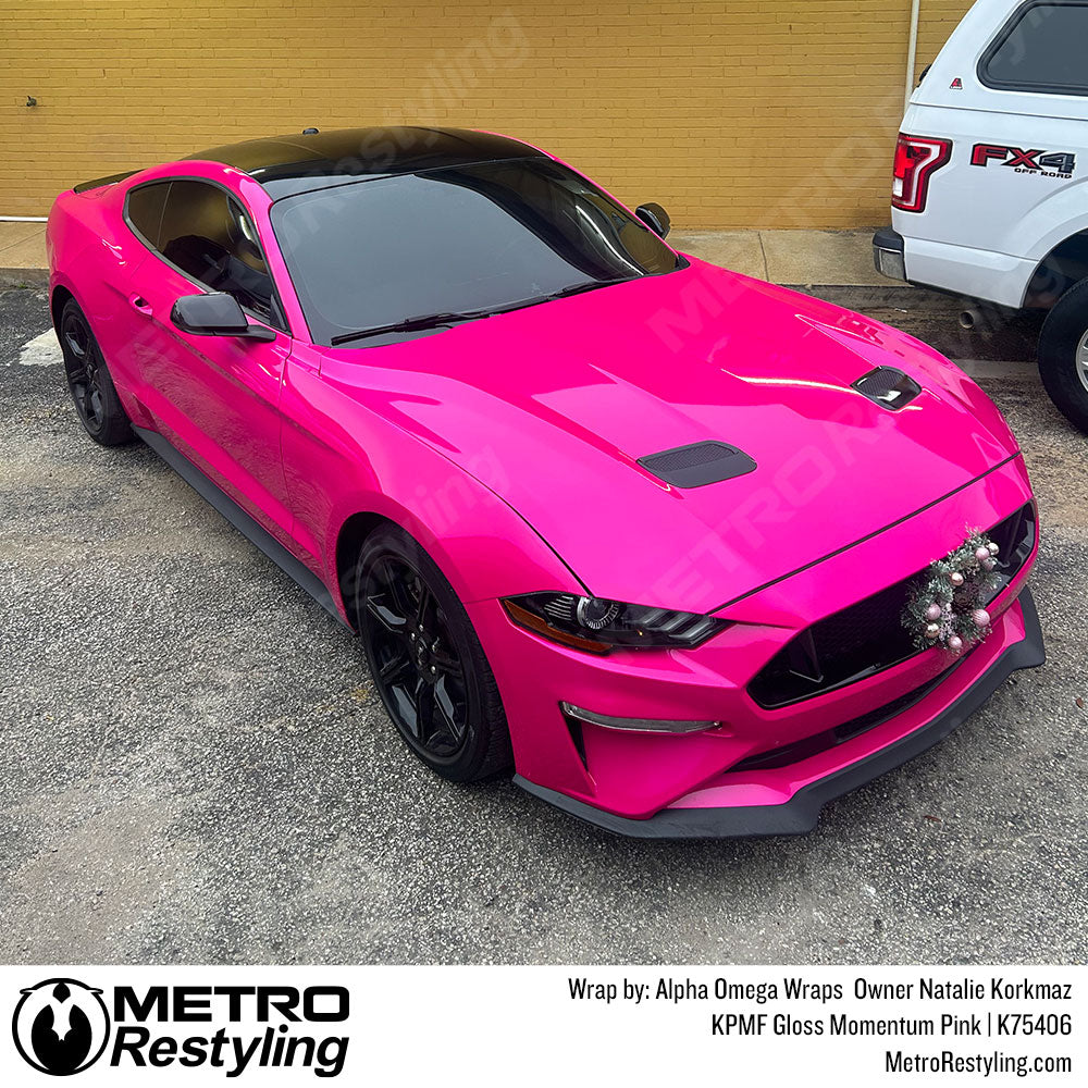 pink ford mustang vinyl wrap