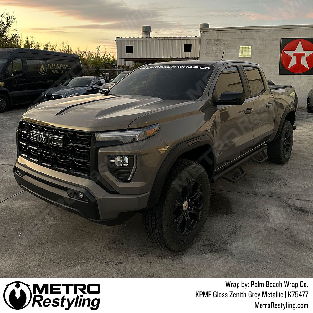 metallic grey truck wrap