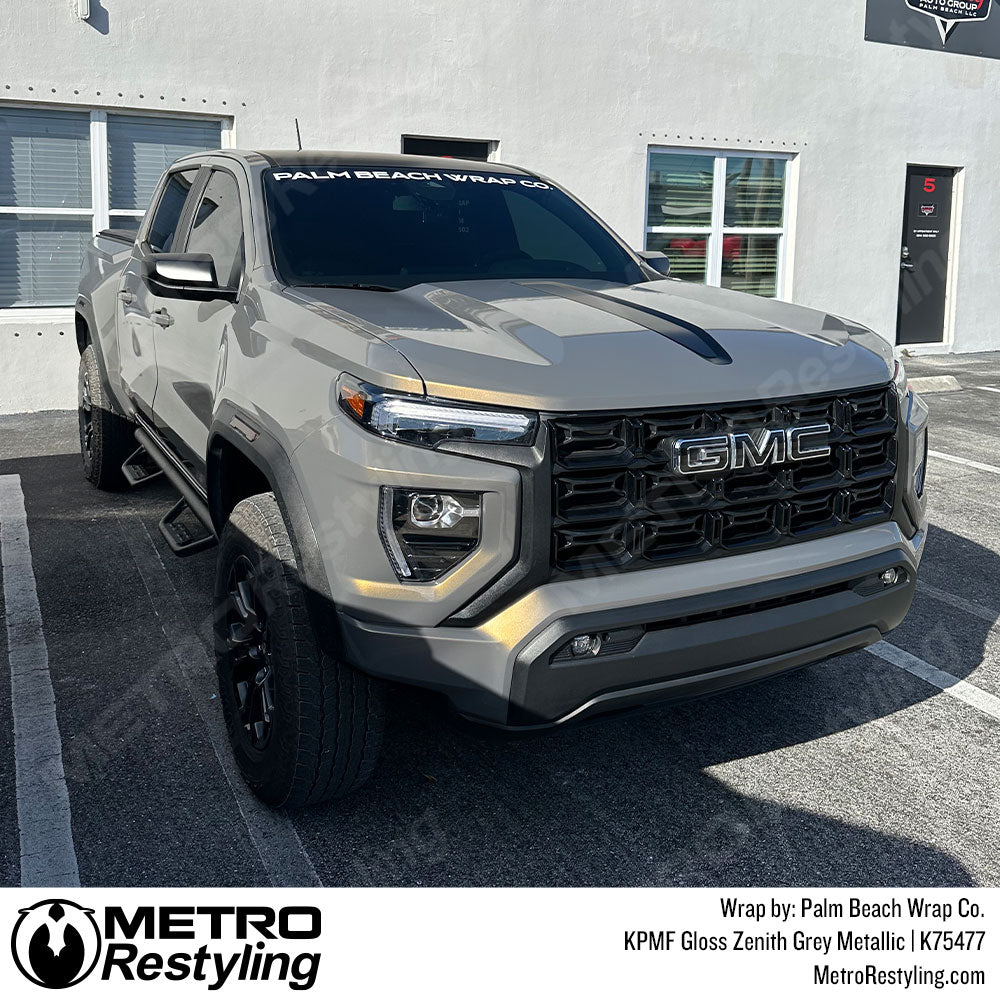 metallic grey truck wrap