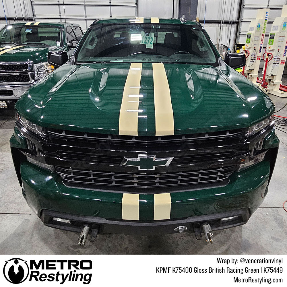 truck with green color change vinyl wrap