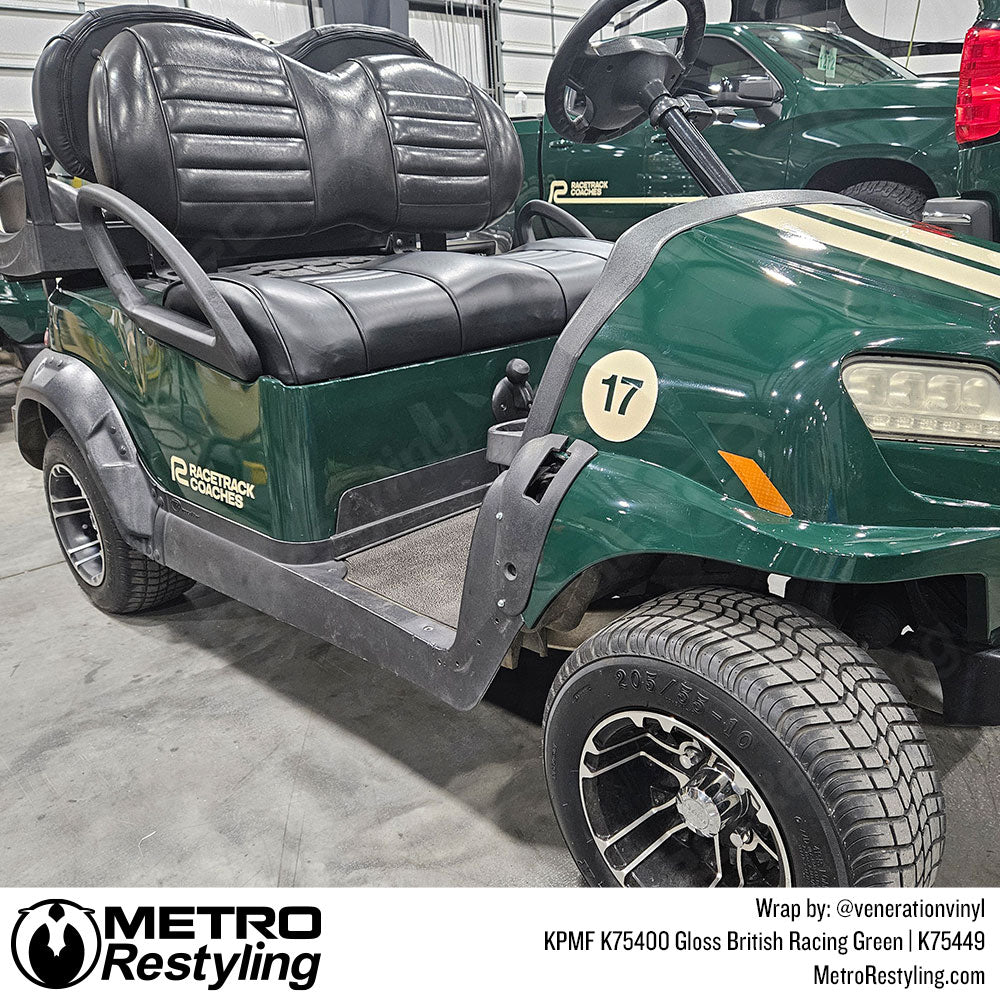 golf cart with green color change vinyl wrap