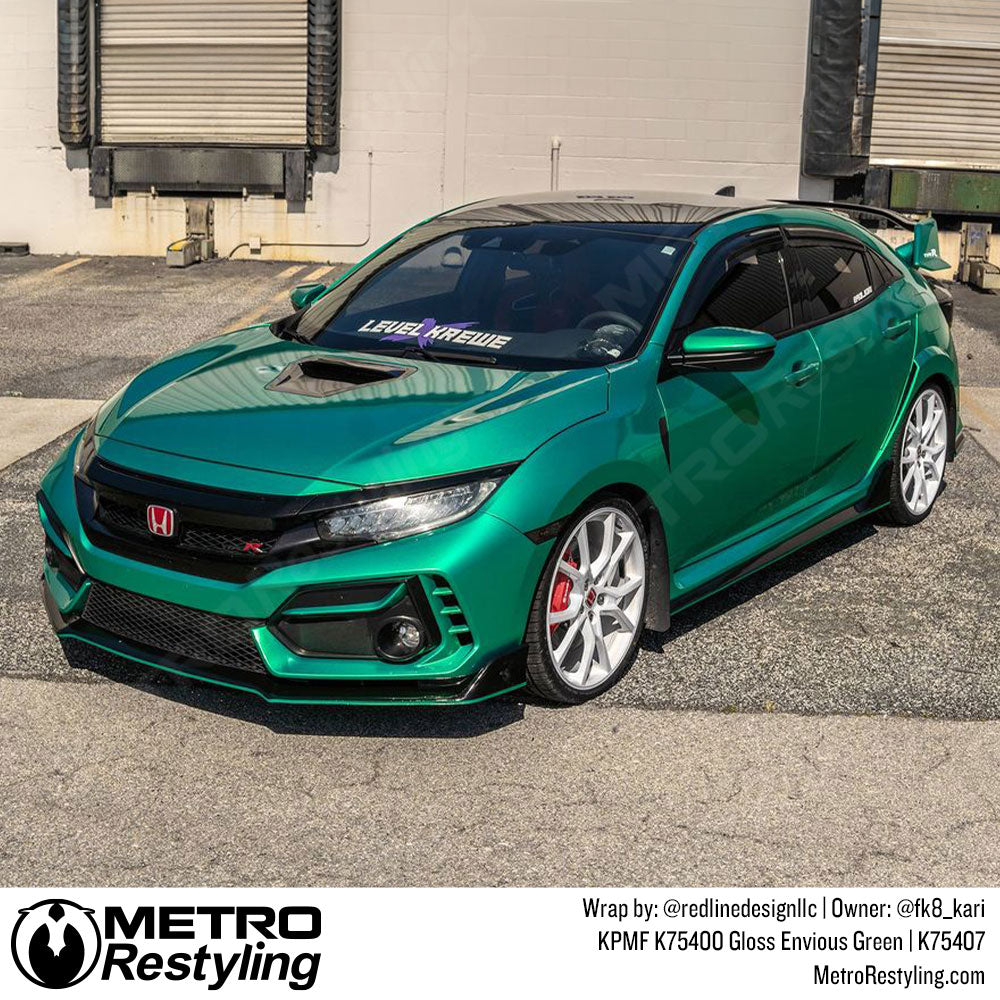 honda with green wrap