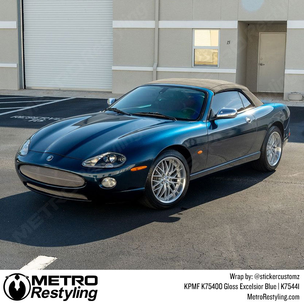 metallic dark blue jaguar wrap