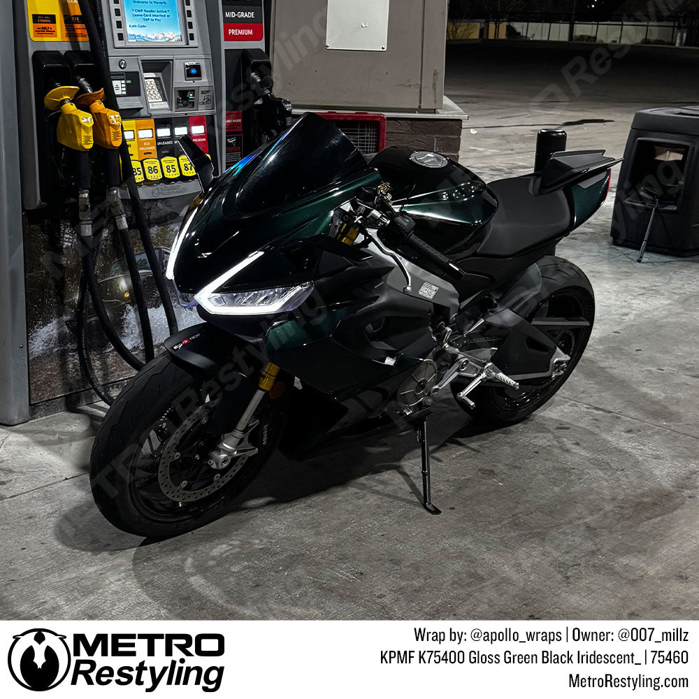 Gloss Green Black Motorcycle wrap