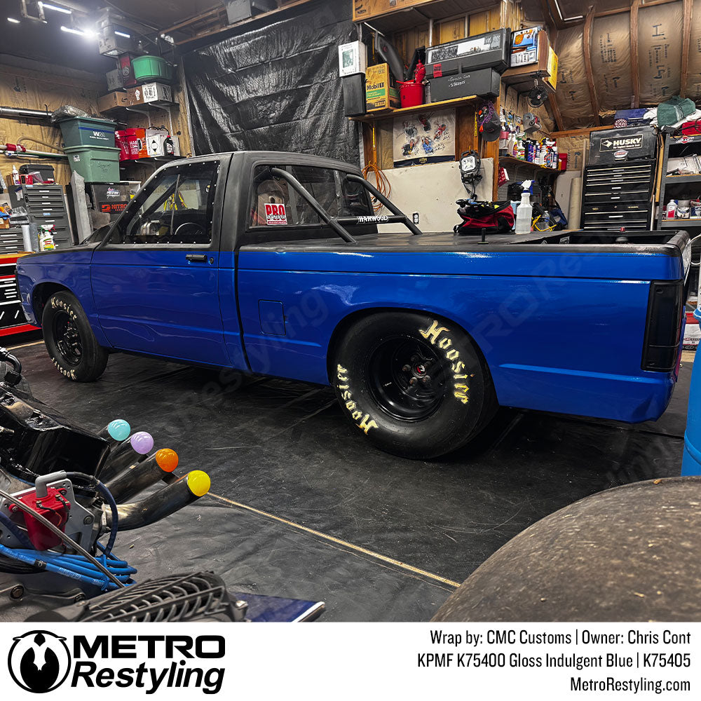 gloss blue truck wrap
