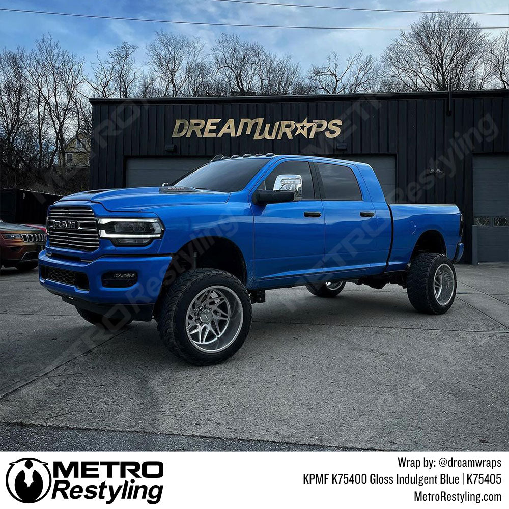gloss blue ram truck wrap