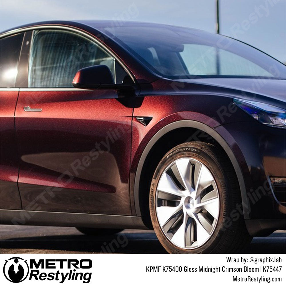 maroon tesla wrap