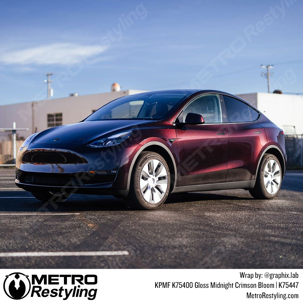 maroon tesla wrap