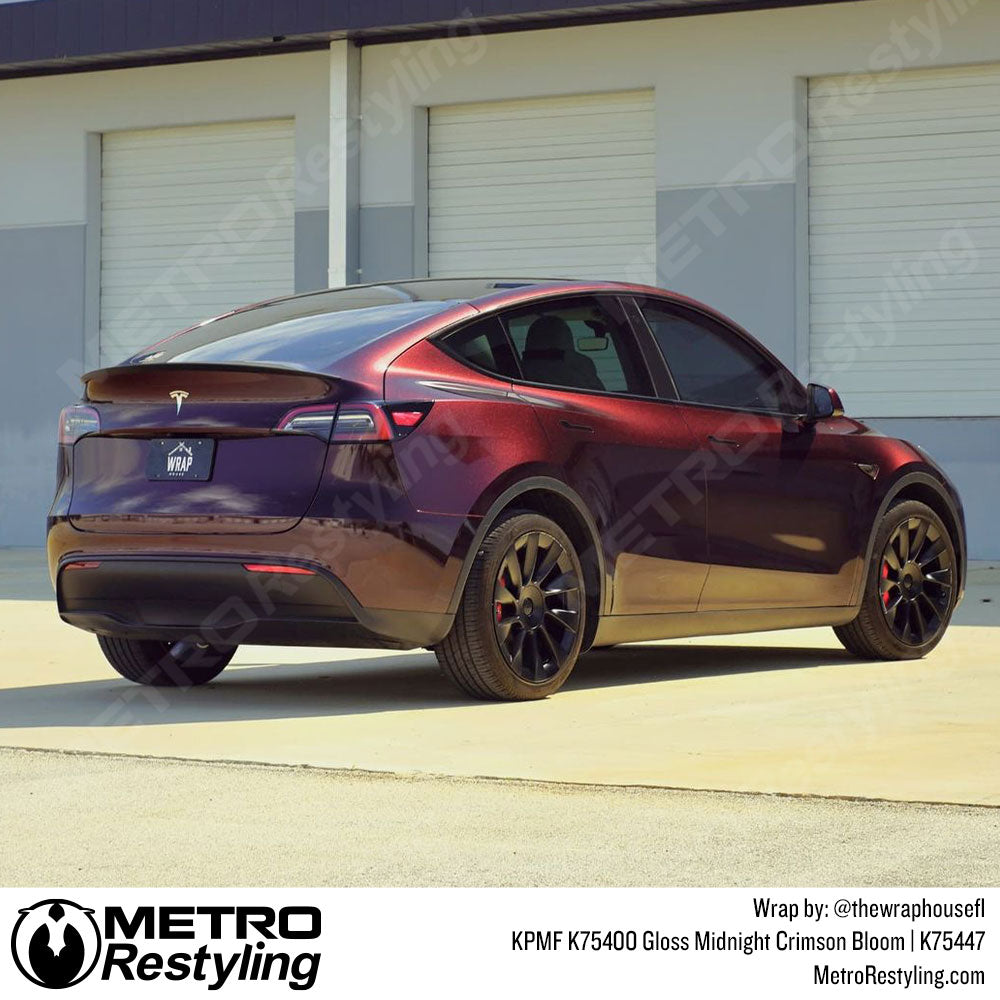 crimson tesla wrap