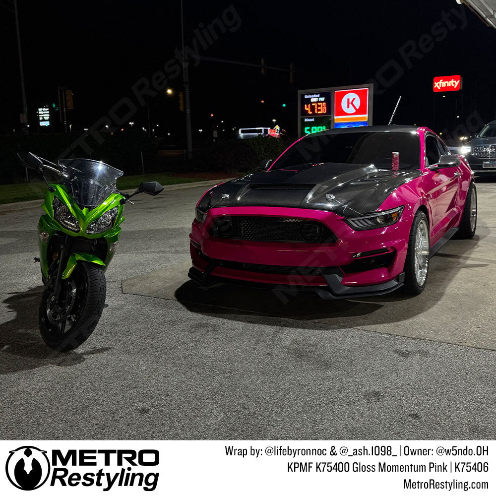 momentum pink mustang wrap
