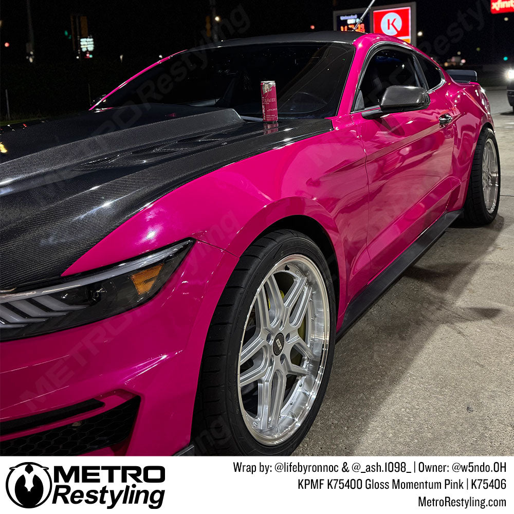 momentum pink mustang wrap