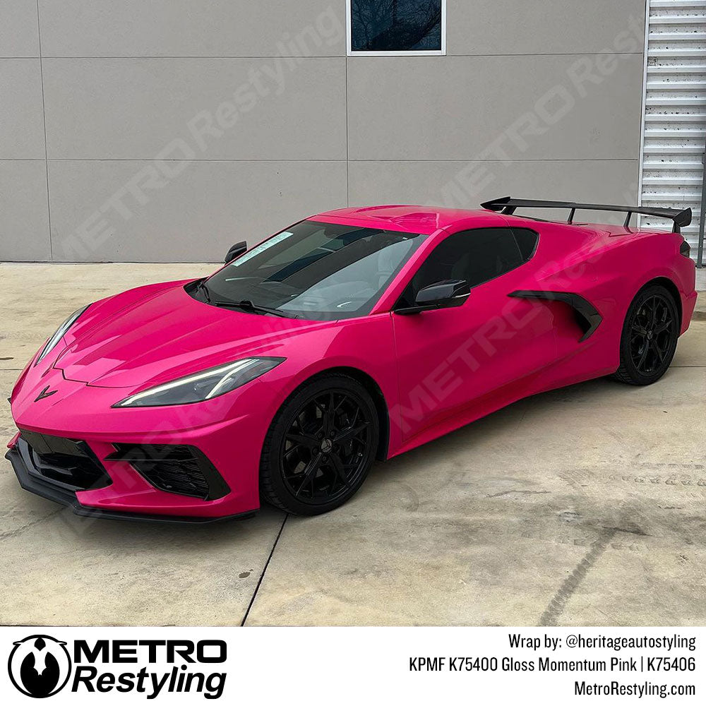 hot pink corvette wrap