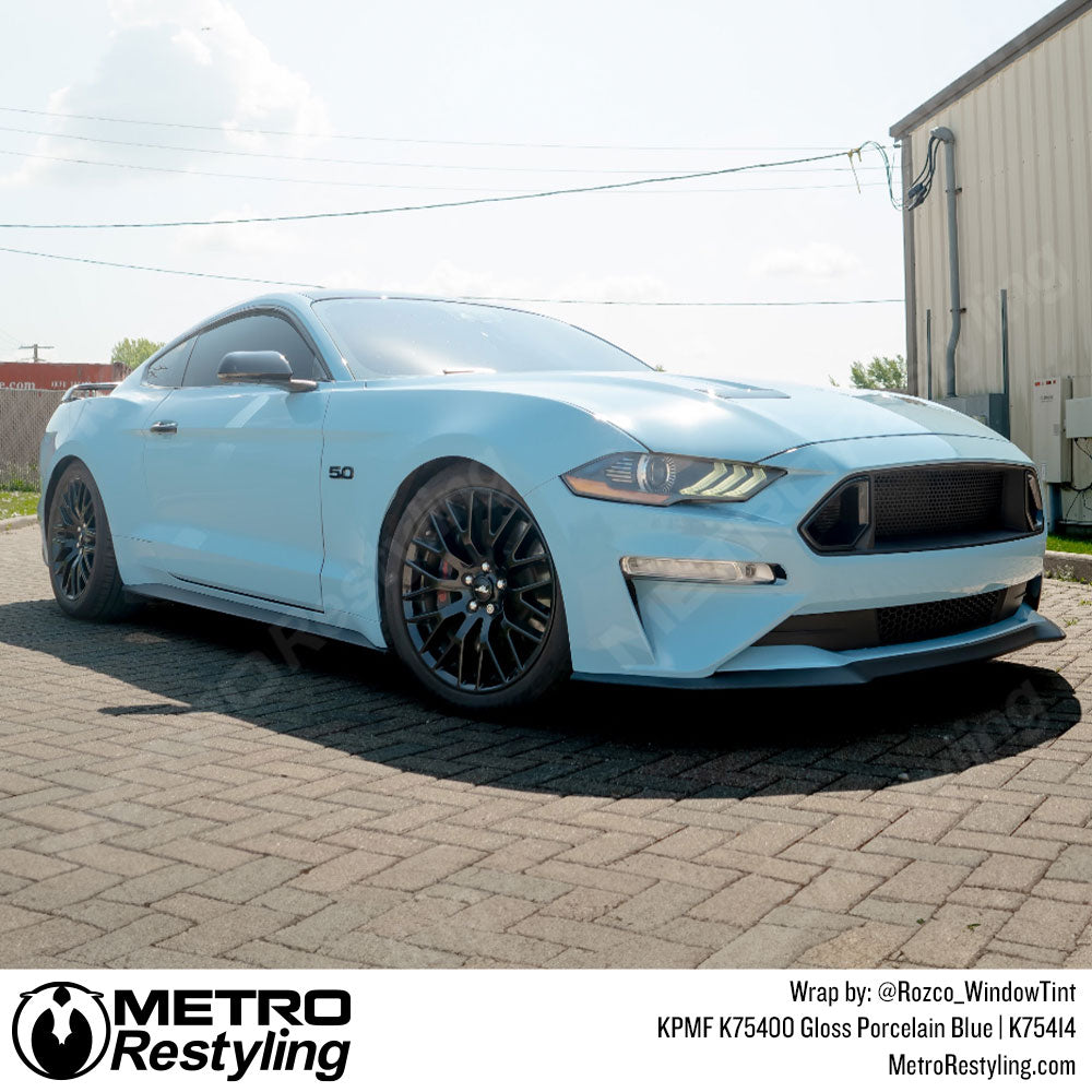 Blue Ford Mustang Wrap