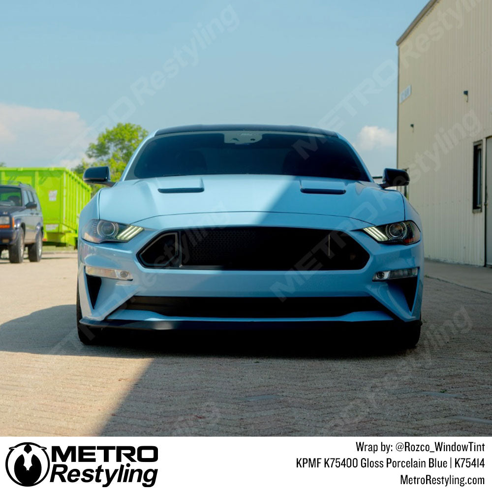 Blue Ford Mustang Wrap