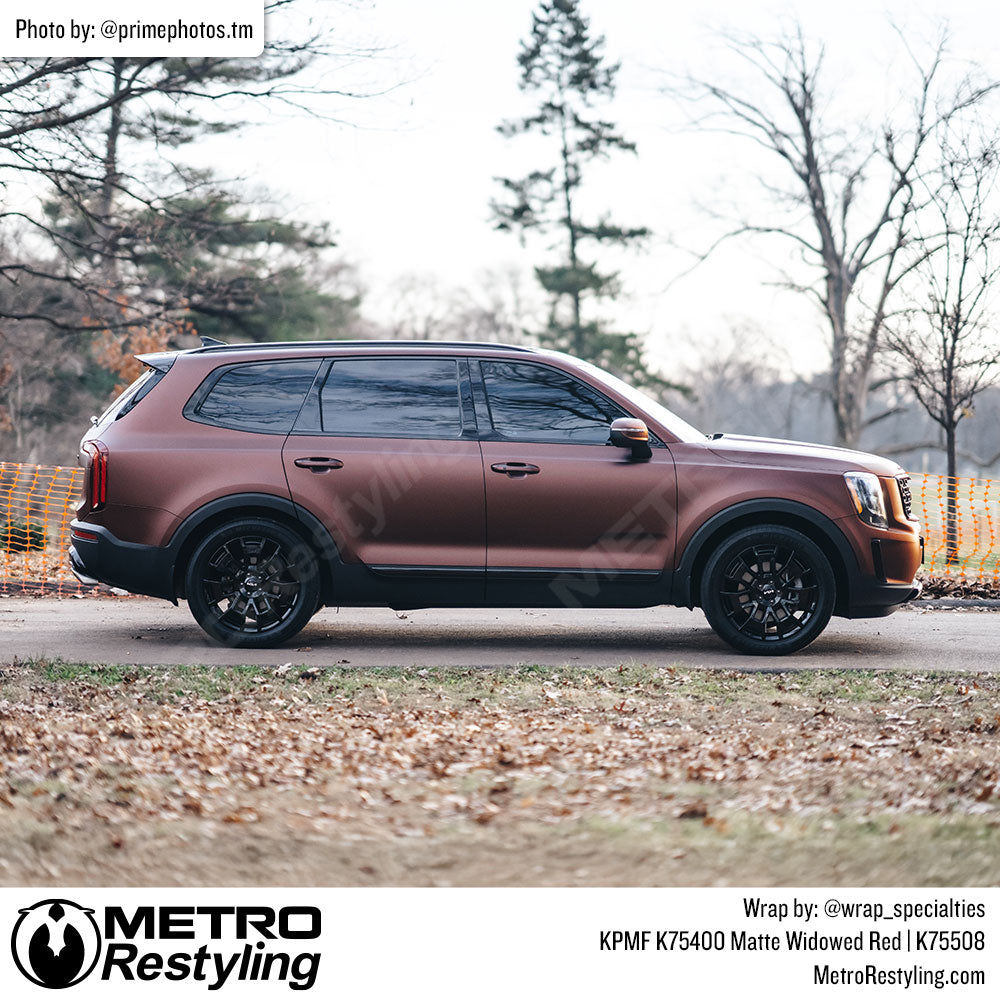 matte red kia telluride wrap