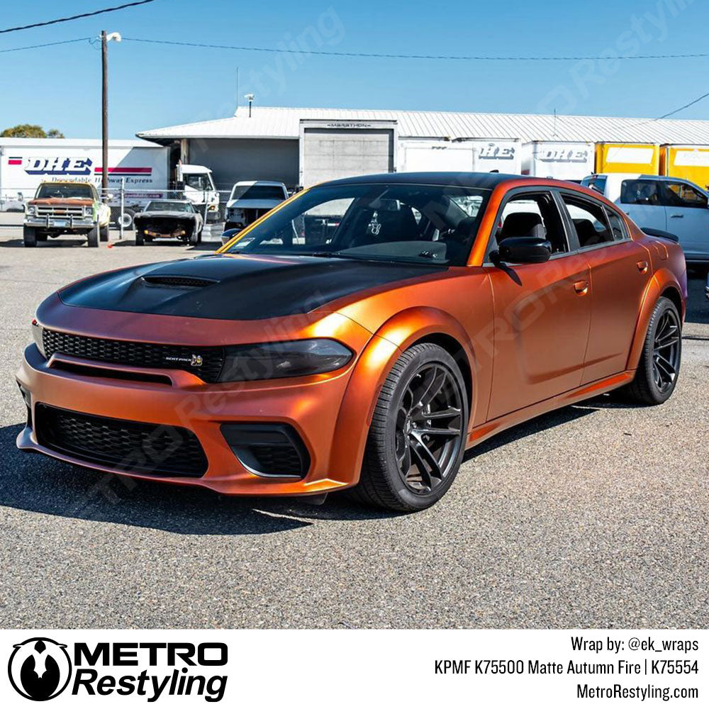 Matte Fire Dodge Charger Wrap